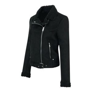 Black Moto Jacket Maralyn & Me Vegan Suede Shearling Brand New